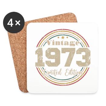 1973 Anniversaire Vintage Rétro Né En - 1973 - Dessous de verre (lot de 4) - blanc - Devant