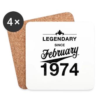 50th Birthday Legendary February 1974 Volume 74 - Coasters (set of 4) - white - Front