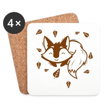Renard - Animal, Zoo, Amoureux des animaux, Conservation de la nature - Dessous de verre (lot de 4) - blanc - Devant