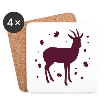 Deer - Forest, Nature, Animal Welfare - Coasters (set of 4) - white - Front