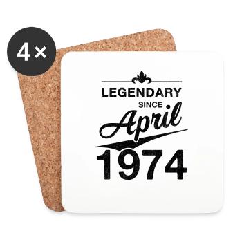 50th Birthday Legendary April 1974 Volume 74 - Coasters (set of 4) - white - Front