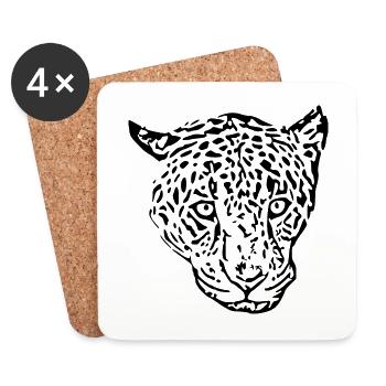 leopard schwarz - Untersetzer (4er-Set) - Weiß - Vorne