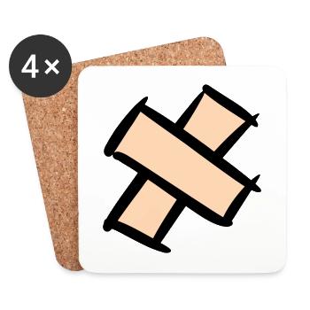Pflasterkreuz. Pavement Cross. Wound plasters. - Coasters (set of 4) - white - Front
