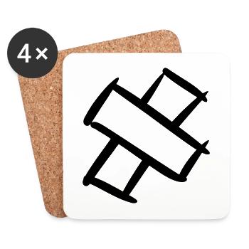 Pflasterkreuz. Pavement Cross. Wound plasters. - Coasters (set of 4) - white - Front