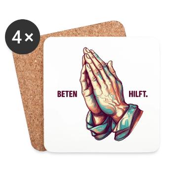 Betende Hände - Untersetzer (4er-Set) - Weiß - Vorne