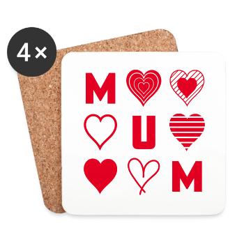 Red Hearts Mum - Coasters (set of 4) - white - Front
