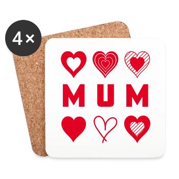 Red Hearts Mum - Coasters (set of 4) - white - Front