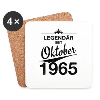 60ème Anniversaire Légendaire depuis Octobre 1965 Millésime - Dessous de verre (lot de 4) - blanc - Devant