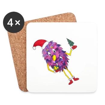 Christmas Monster, Cute Monster, Christmas - Coasters (set of 4) - white - Front