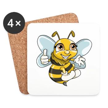 Cute bee wasp illustration cartoon comic - Coasters (set of 4) - white - Front