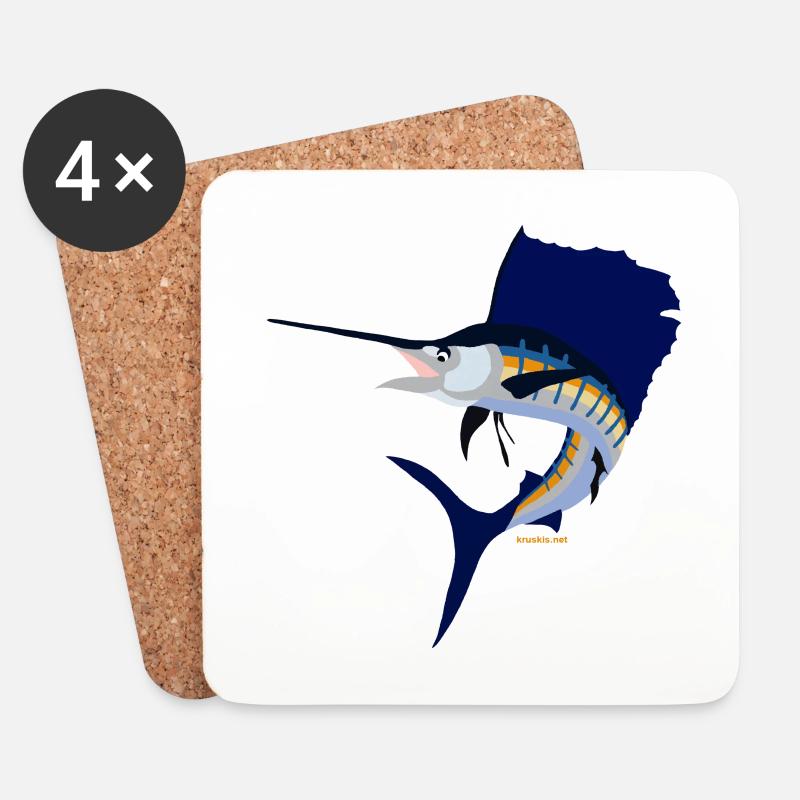 Jumping Sailfish - Coasters (set of 4) - white