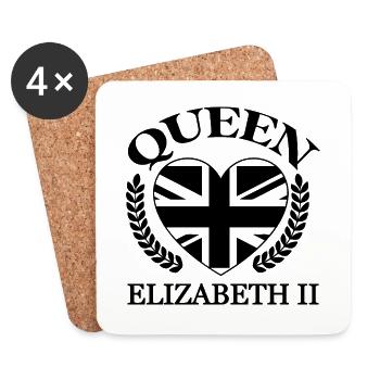 Britische Königin Elisabeth II. 1926 - 2022 - Untersetzer (4er-Set) - Weiß - Vorne