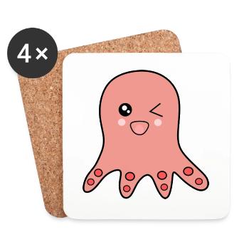 Octopus marine animals - Coasters (set of 4) - white - Front