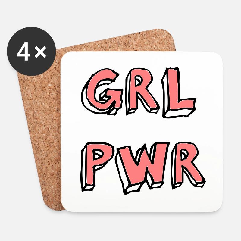 girl power - Untersetzer (4er-Set) - Weiß