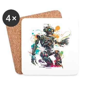 Fantasy Robot in Funk Art Style - Coasters (set of 4) - white - Front