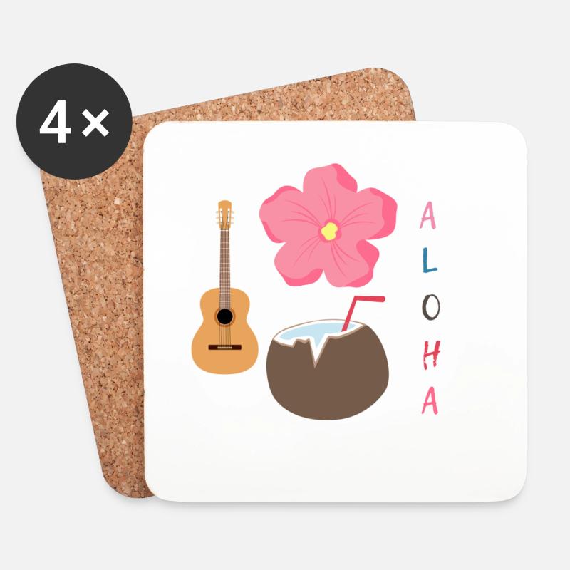 Hawaiian Harmony Designe - Untersetzer (4er-Set) - Weiß