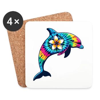 Tie Dye Delfin Urlaub 2024 Hawaii - Untersetzer (4er-Set) - Weiß - Vorne