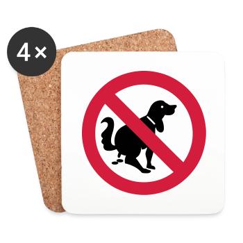 NO Dog Poop Sign - Coasters (set of 4) - white - Front