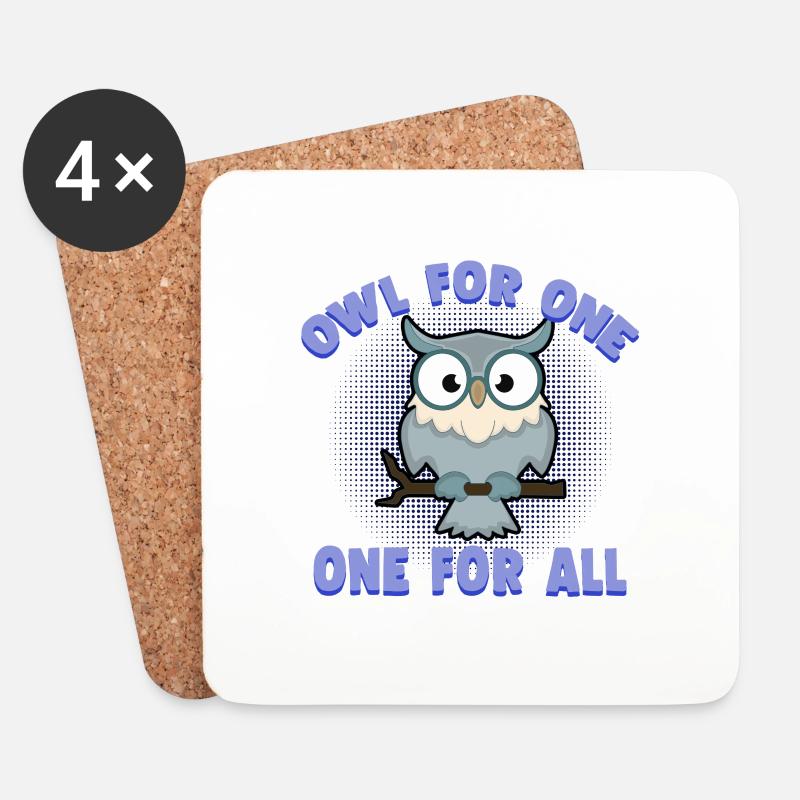 owl for one one for all - Untersetzer (4er-Set) - Weiß
