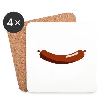 Sausage - illustration - Coasters (set of 4) - white - Front