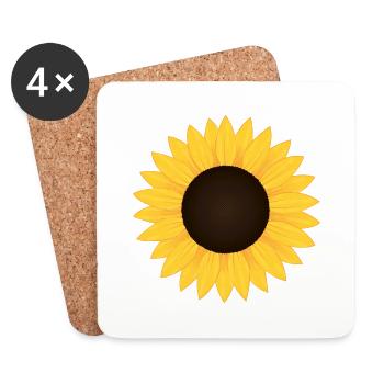 Tournesol - tête de tournesol - Dessous de verre (lot de 4) - blanc - Devant