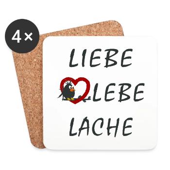 Liebe Lebe Lache - Untersetzer (4er-Set) - Weiß - Vorne