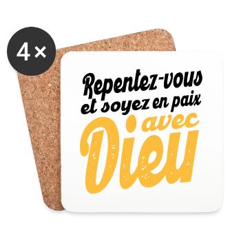 Soyez en paix avec Dieu - Dessous de verre (lot de 4) - blanc - Devant