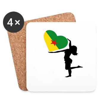 Silhouette Frau Herz Farbe Flagge von Guyana - Untersetzer (4er-Set) - Weiß - Vorne