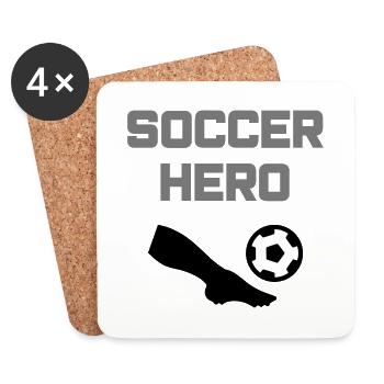 Soccer hero (Bein, Fußball) - Untersetzer (4er-Set) - Weiß - Vorne