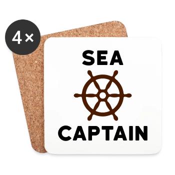 Sea Captain (Steuerrad) - Untersetzer (4er-Set) - Weiß - Vorne
