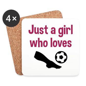 Juste une fille qui aime le football (Bein, Fußball) - Dessous de verre (lot de 4) - blanc - Devant