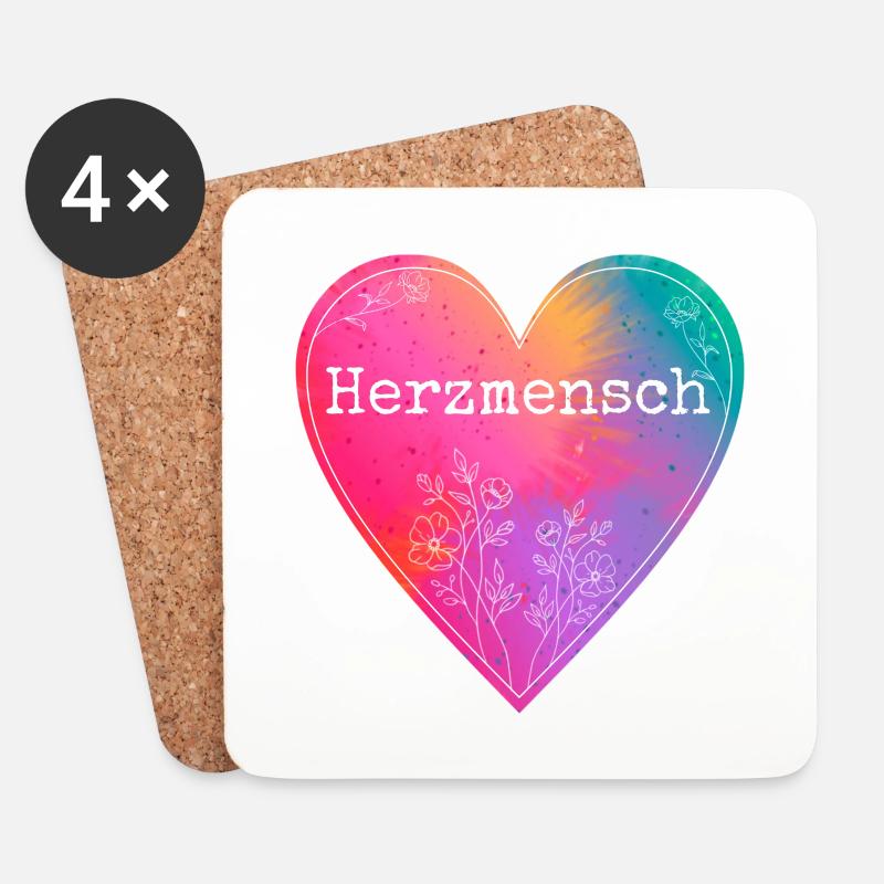 Herzmensch Colorsplash - Untersetzer (4er-Set) - Weiß