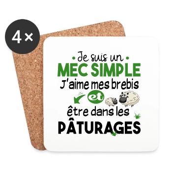 Brebis Mouton Laine Agneau Cadeau Ferme Agricole - Dessous de verre (lot de 4) - blanc - Devant