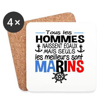 Marin Marine Skipper Métier Cadeau Humour Mer - Dessous de verre (lot de 4) - blanc - Devant