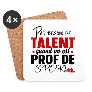 Prof de Sport Professeur Métier Cadeau Humour - Dessous de verre (lot de 4) - blanc - Devant