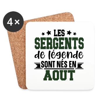 Sergent Militaire Armée Août Anniversaire Cadeau - Dessous de verre (lot de 4) - blanc - Devant