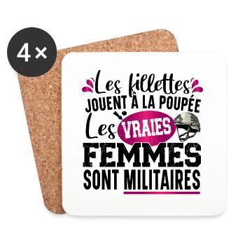 Militaire Armée Métier Fillette Femme Humour - Dessous de verre (lot de 4) - blanc - Devant