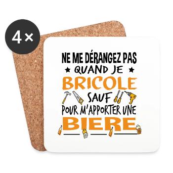 Bricoleur Bricolage Bière Alcool Bricoler Humour - Dessous de verre (lot de 4) - blanc - Devant