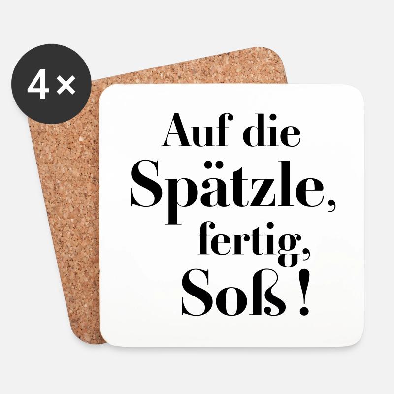 Auf die Spätzle, fertig, Soß' - wähle Deine Farbe - Untersetzer (4er-Set) - Weiß
