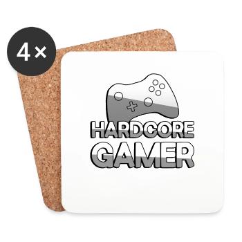 HARDCORE GAMER + Controller - Gaming - Untersetzer (4er-Set) - Weiß - Vorne