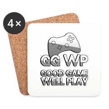 GG WP GOOD GAME WELL PLAY + Controller - Gaming - Untersetzer (4er-Set) - Weiß - Vorne