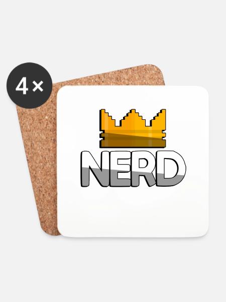 NERD + King Crown - Gaming - Untersetzer (4er-Set) - Weiß