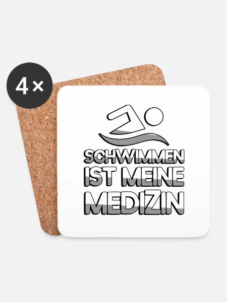 SCHWIMMEN IST MEINE MEDIZIN + Schwimmer- Schwimmen - Untersetzer (4er-Set) - Weiß
