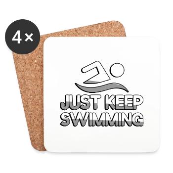 JUST KEEP SWIMMING + Schwimmer - Schwimmen - Untersetzer (4er-Set) - Weiß - Vorne