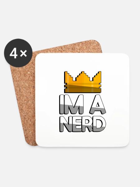 IM A NERD + King Crown - Gaming - Untersetzer (4er-Set) - Weiß