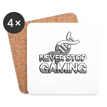 NEVER STOP GAMING + ADN - Jeux - Dessous de verre (lot de 4) - blanc - Devant