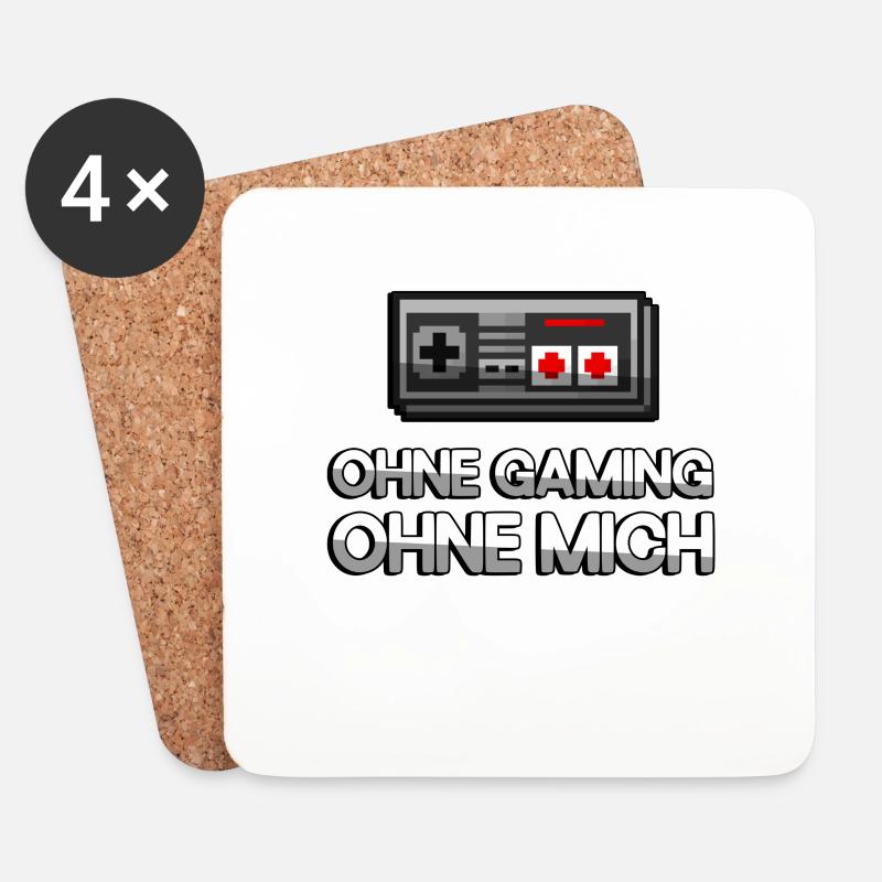 OHNE GAMING OHNE MICH + NES Controller - Gaming - Untersetzer (4er-Set) - Weiß