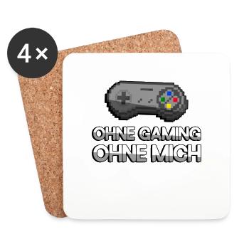 OHNE GAMING OHNE MICH + SNES Controller - Gaming - Untersetzer (4er-Set) - Weiß - Vorne