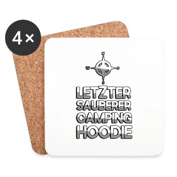 LETZTER SAUBERER CAMPING HOODIE + Kompass- Camping - Untersetzer (4er-Set) - Weiß - Vorne