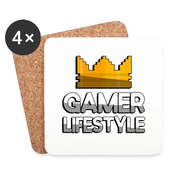 STYLE DE VIE GAMER + King Crown - Jeux - Dessous de verre (lot de 4) - blanc - Devant
